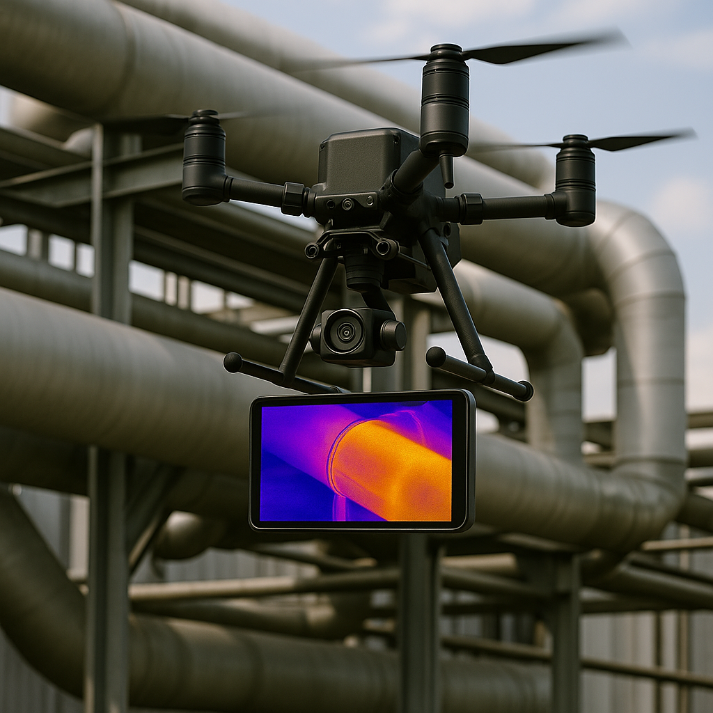 Drohneninspektion Industrieanlage mit Wärmebildkamera