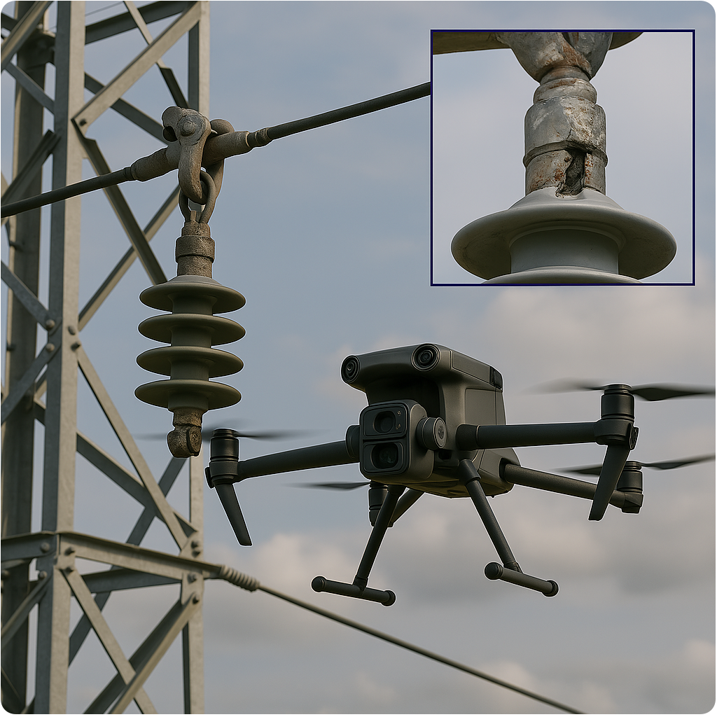 Drohneninspektion Hochspannungsleitung mit RTK-GPS