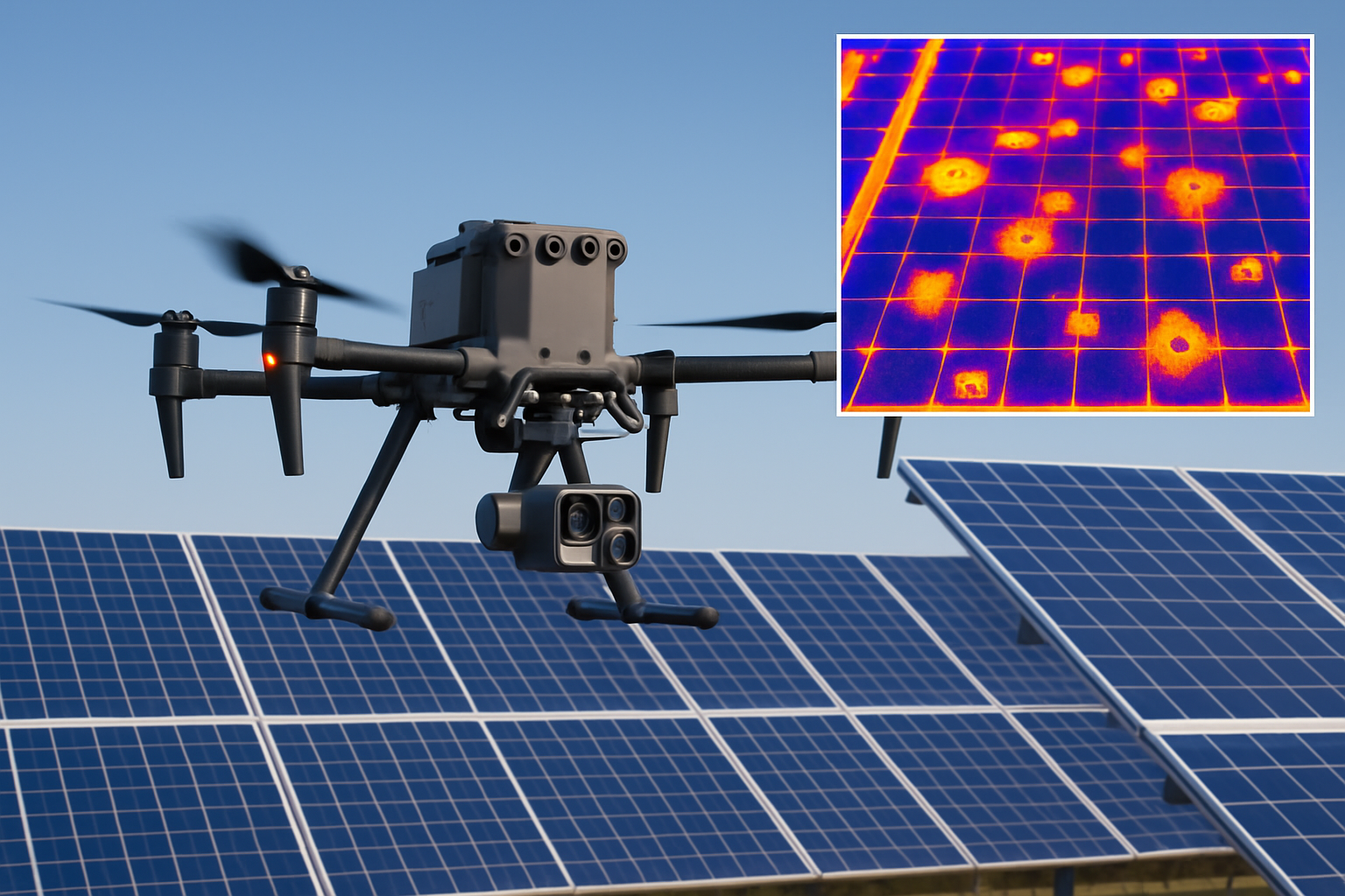 Drohneninspektion Solarpark mit Thermografie